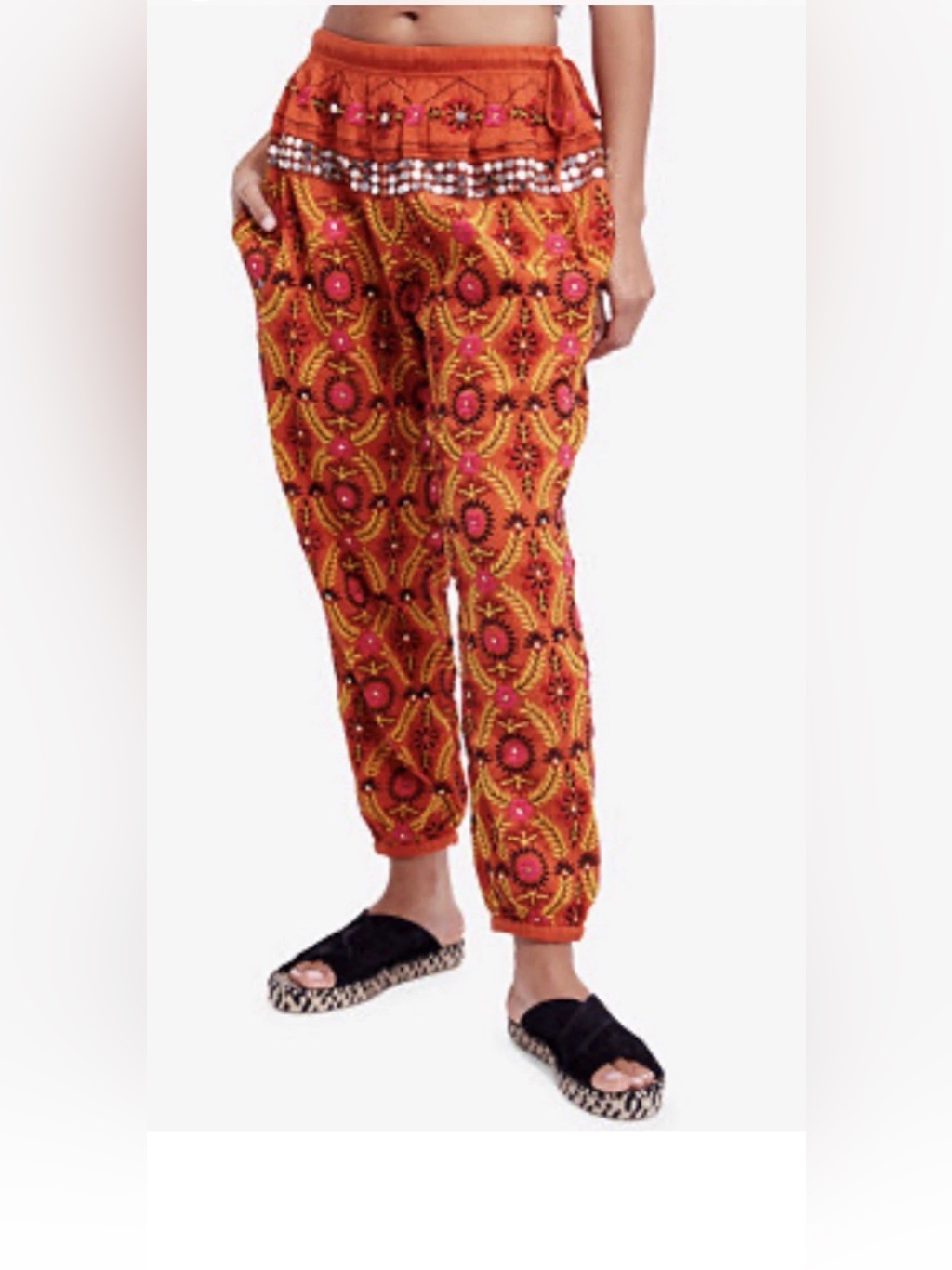 Free People Marrakesh Cotton Embellished Harem Pants Small